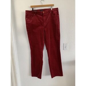 Talbots Corduroy Straight Leg‎ Pants Women Size 18 Red Cotton Spandex Blend